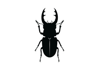 Silhouette of a Stag Beetle on a White Background Perfect for Graphic Design and Insect-Themed Projects