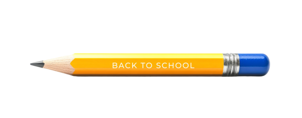 Isolated Yellow Pencil With Back To School Text On Transparent Background. Concept Of Academic Season Start, School Supplies, Minimalist Design, And Education Marketing Visuals