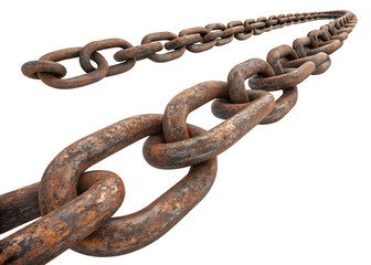 Obraz premium Rusty Metal Chain Links Forming a Curved Line iron isolated on a transparent background