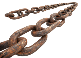 Rusty Metal Chain Links Forming a Curved Line iron isolated on a transparent background