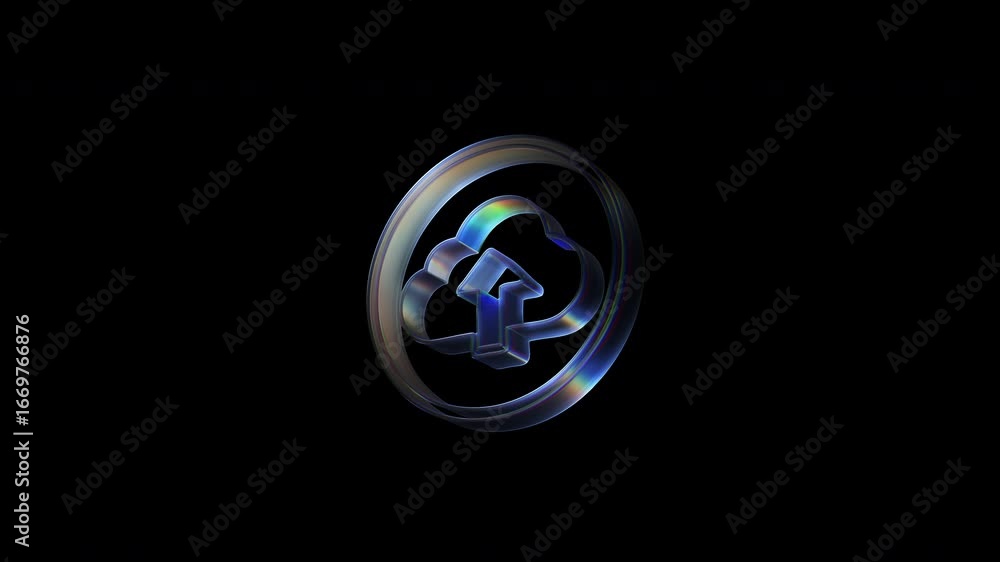Poster upload icon rotating in a circle on black background