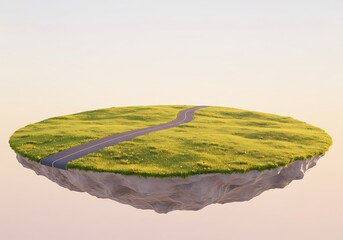 Floating Island Road at Sunrise. Generative Ai
