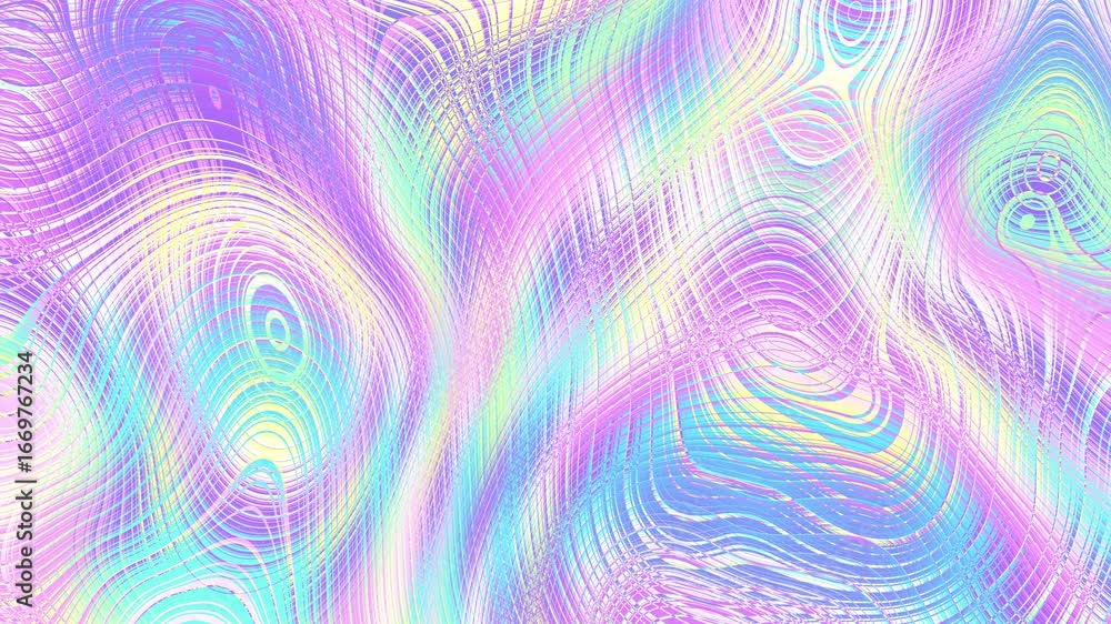 Poster psychedelic color swirls creating hypnotic motion. loop background. holographic colors