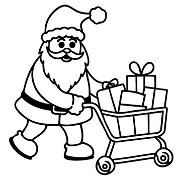 santa claus with shopping cart