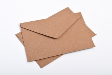 Brown vintage paper envelope isolated on the white background