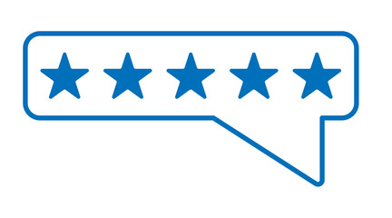 Blue Five star rating in a speech bubble png transparent background