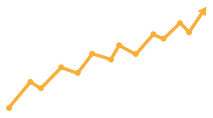 Orange line graph showing upward trend png transparent background