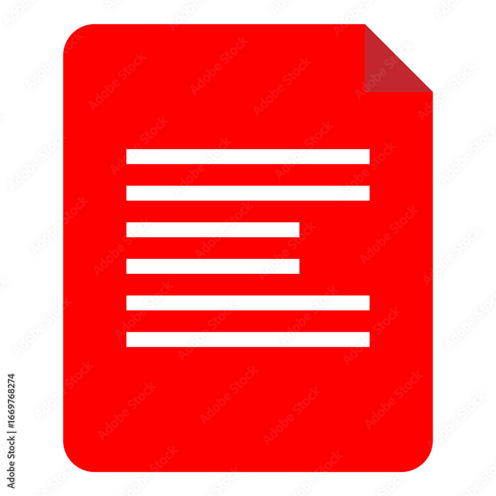 Fototapete red document folder icon with text lines transparent background