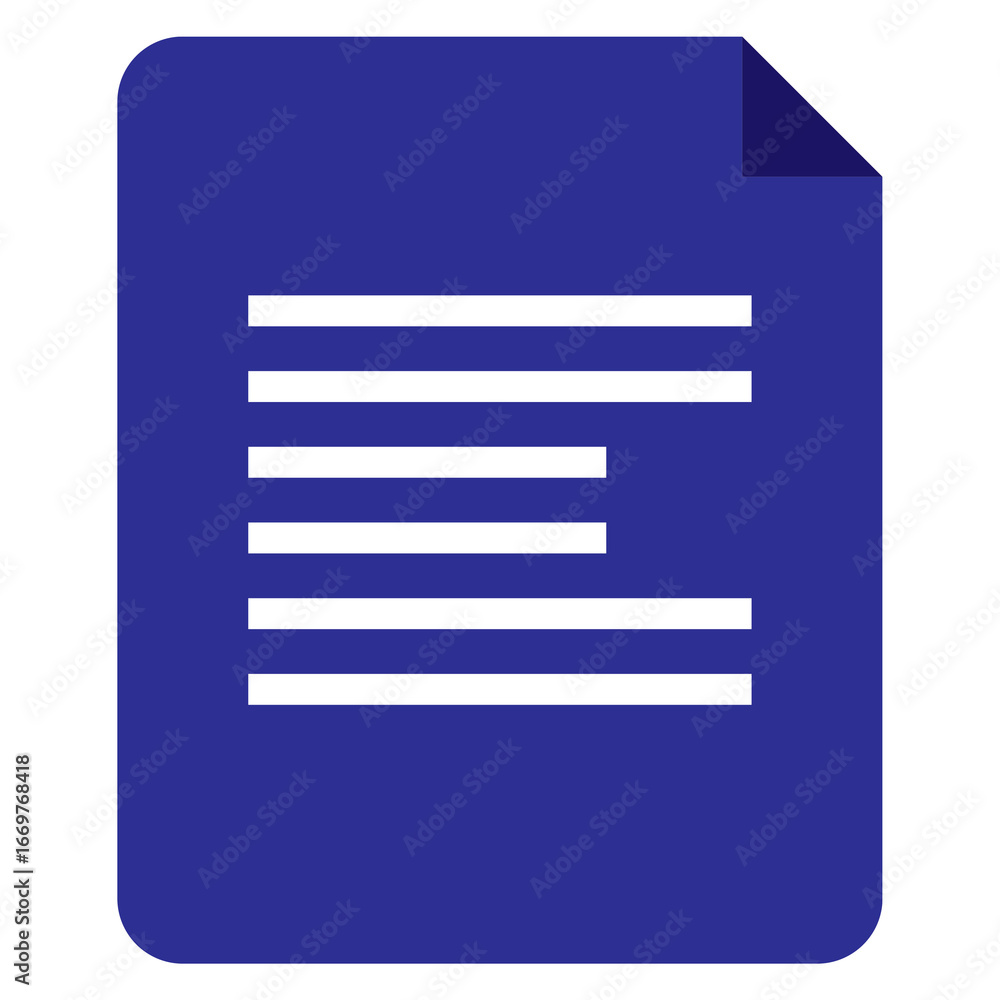 Poster blue document folder icon with lines of text isolated on transparent background