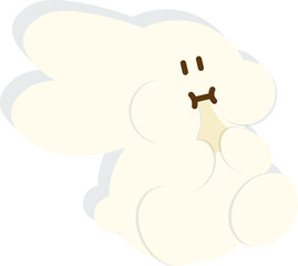 떡 먹는 토끼 일러스트