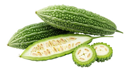 Isolated Bitter Melon with Slices