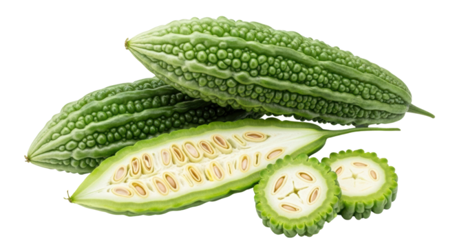 Isolated Bitter Melon with Slices