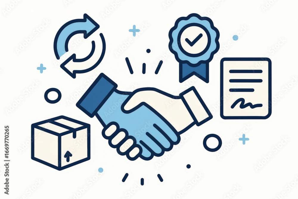 Poster a comprehensive visual representation of partnership and collaboration illustrating a handshake symb