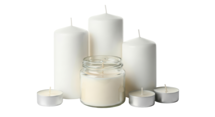 Isolated Candles and Jar Candle