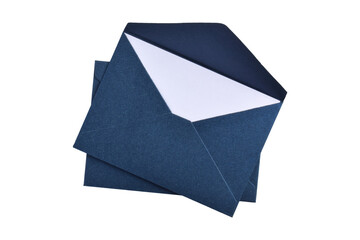 Elegant dark blue paper envelope isolated on the white background