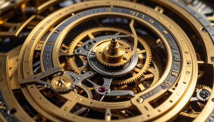 Fototapeta premium Intricate Watch Mechanism - Gears and Precision Engineering.