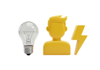 Isolated power person generates innovative idea using energy, solving problems easily