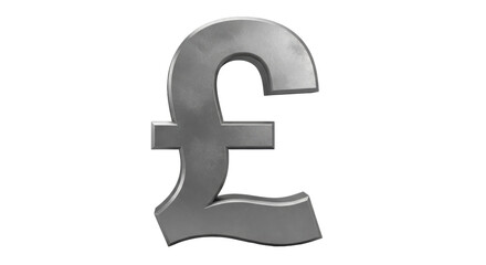 Isolated Silver Pound Sterling Symbol