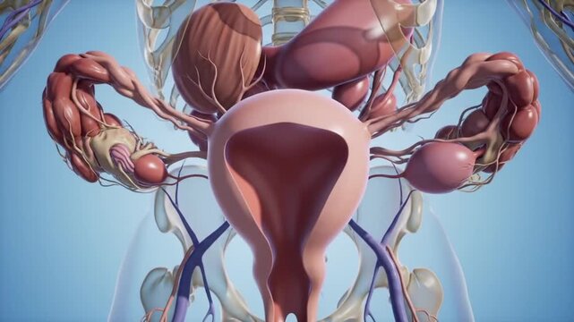 Female Reproductive System Anatomy Illustration: Uterus, Ovaries, Fallopian Tubes