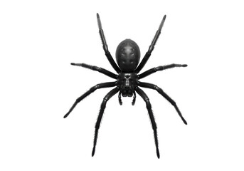 Isolated Macro Black Arachnid with Eight Legs Crawling, Poisonous Animal, Pest and Horror