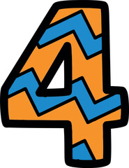 Playful number 4 chevron pattern fun design graphic element vector