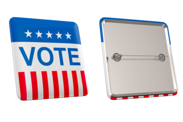 Vote Pin Badge on white background. Isolated 3d illustration