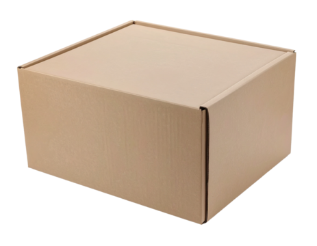 Flattened cardboard box isolated on white, shipping and packing