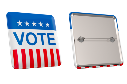Vote Pin Badge on white background. Isolated 3d illustration - Powered by Adobe