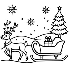 Fototapeta premium reindeer and christmas tree