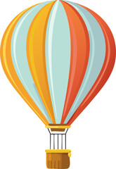 Naklejka premium Flat icon of a hot air balloon, simple and colorful design, symbol for festivals, travel, and freedom, clean vector illustration, isolated on white background.