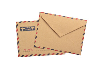 Brown vintage paper envelope isolated on the white background