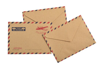 Brown vintage paper envelope isolated on the white background