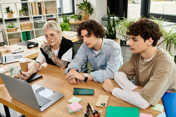 Collaboration among youthful professionals in a bright office environment enhancing productivity