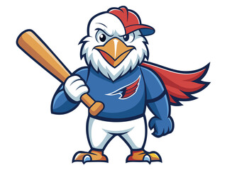 Eagle mascot holding a baseball bat, ready for game