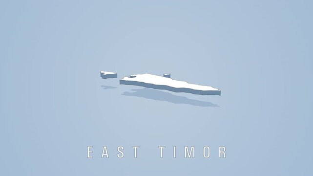 East timor 3d map rotating on light blue background