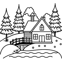 winter landscape with houses