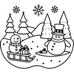christmas card with snowman