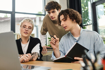 Engaging youth collaboration in a modern office setting on a productive workday