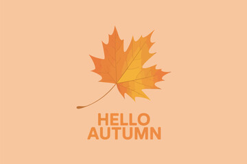 Hello Autumn Maple Leaf Minimalist Design