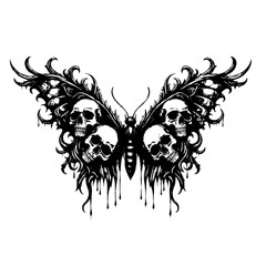  Butterfly with skull art vector 