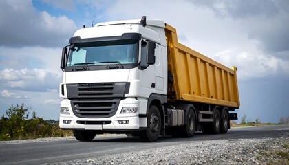 White dump truck on road