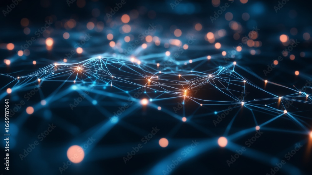 Aufkleber visualization of interconnected neural networks illustrating artificial intelligence technology