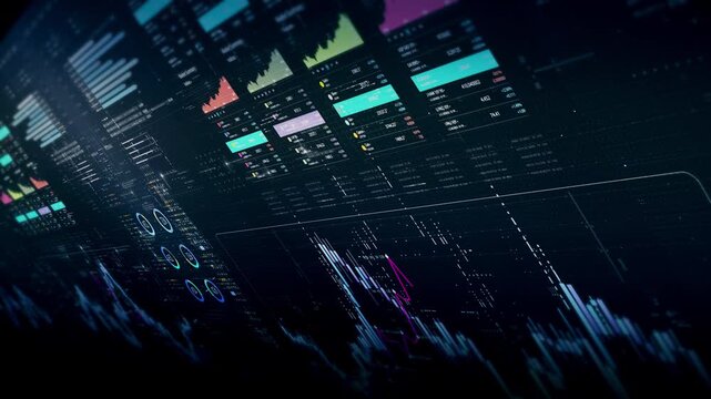 Dynamic data visuals for business info graphics, animated charts, and data-driven insights for a business meeting mock-up. Explore the world of trading, stock exchanges, and crypto