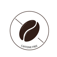 Caffeine free icon. Line circle with coffee bean silhouette. Badge, seal outline. Emblem simple composition on products