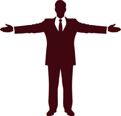 Businessman spread arms silhouette welcoming gesture corporate success vector