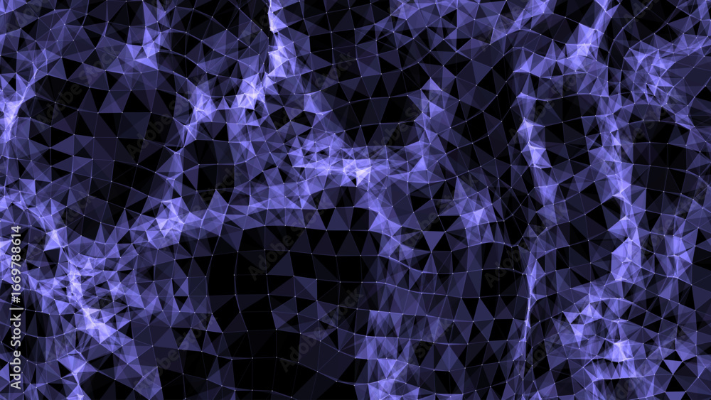 Poster vector digital technology wave with top view. dark cyberspace with purple motion dots and lines. fut