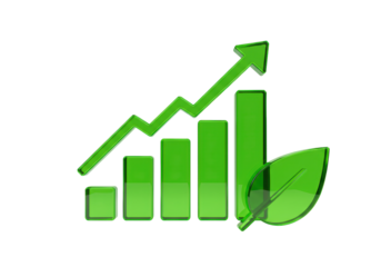 Isolated Eco-Friendly Economic Growth Symbol with Rising Bars and Arrow for Sustainability Goals