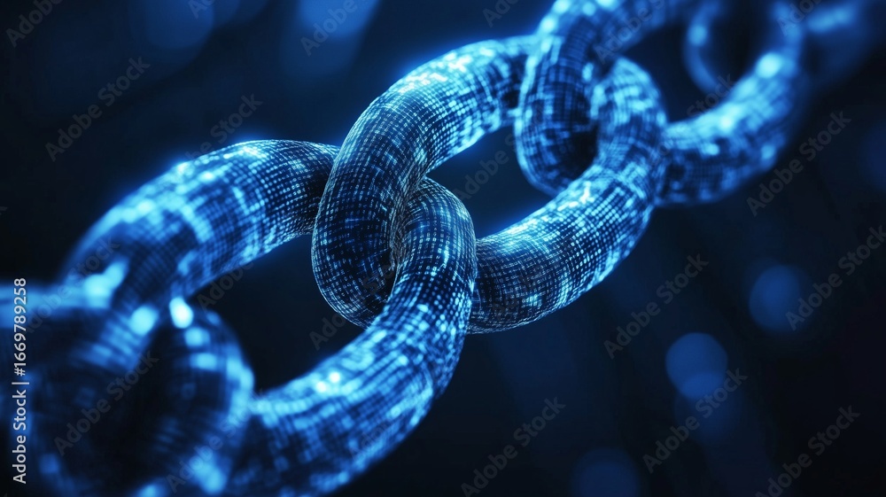 Poster digital chain representation with futuristic design highlighting connectivity in technology