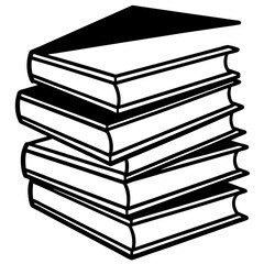 A towering stack of old, isolated books represents knowledge, education, and literature