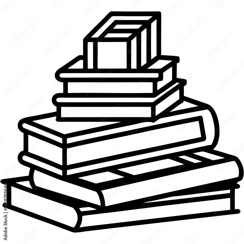 Poster icon vector illustration of a printer with a stack of documents on top of a book, symbolizing effici